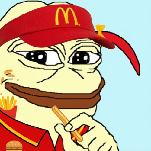 McDonald's Pepe — yellow frog mascot in a red McDonald's uniform